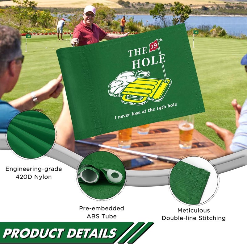 KINGTOP 19th Hole Golf Flag for Backyard Practice Putting Green, PGA Junior Standards, Double Sides 420D Nylon with Tube Insert, 6x8 Inch - Image 2